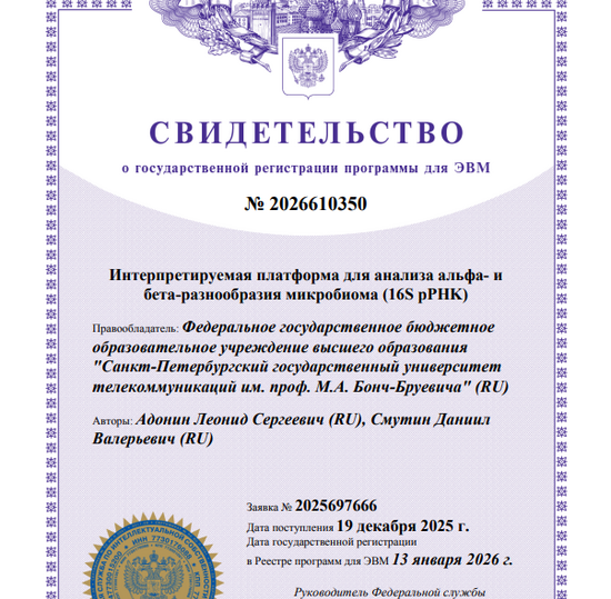 Интерпретируемая платформа для анализа альфа- и бета-разнообразия микробиома (16S pPHK)